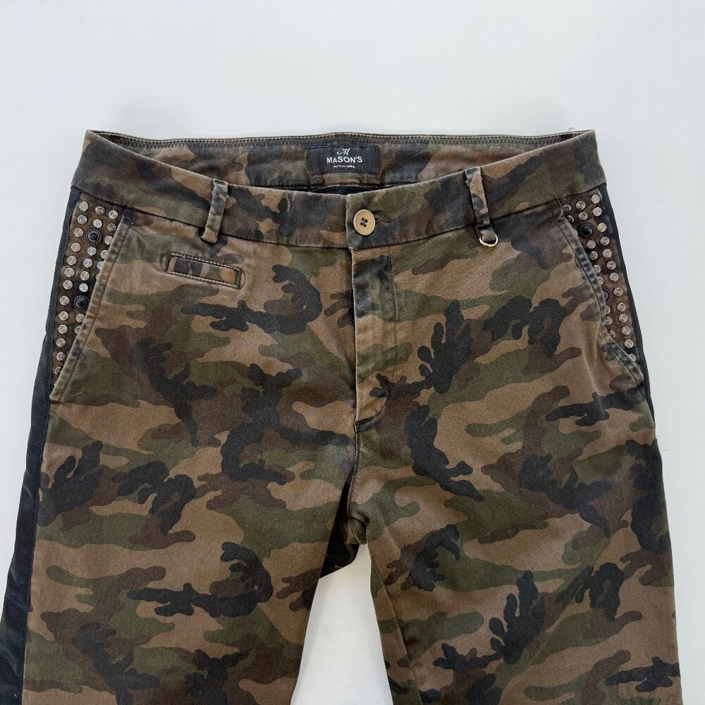 Mason’s Jaqueline Capri Chino Pants Camo/Stripe/Studs Size 4 (IT 40)